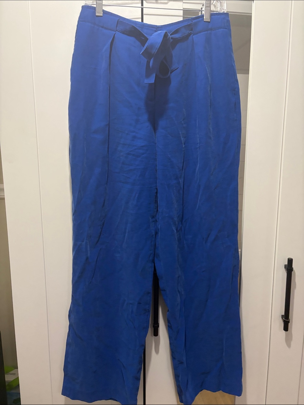 Dkny Royal Blue with sheen, Wide-Leg Tie-Waist Pants SZ 6